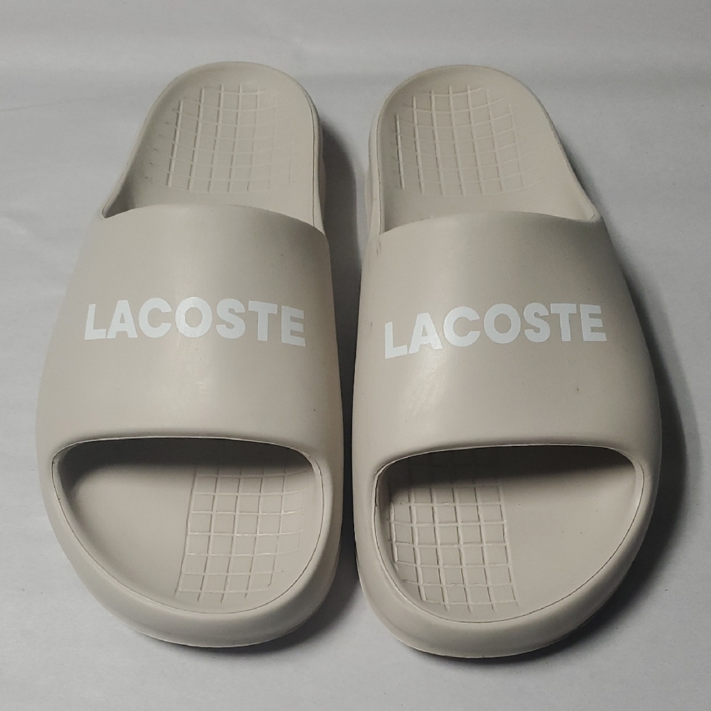 Lacoste Slides Unisex Mens Size 9 Womens Size 10 Cream White